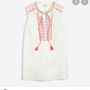 J Crew EMBROIDERED POPLIN TANK